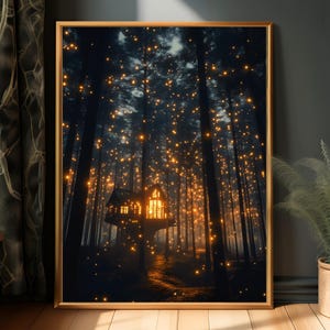 Dark Forest Wall Art - Mystical Print, Moody Nature Decor, Forest Cabin Aesthetic