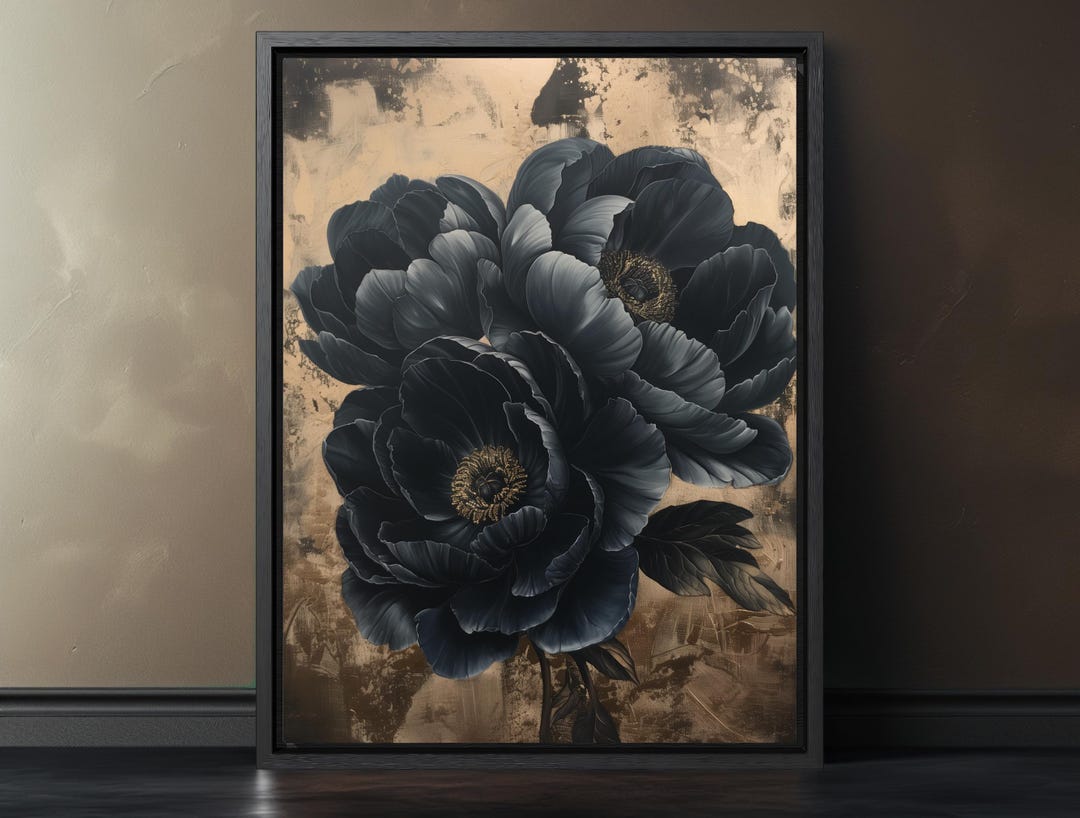 Vintage Rustic Black Flowers Boho Wall Flower Prints Vintage Botanical ...