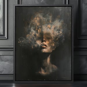 Gothic Woman Portrait: Surreal Dark Academia Framed Art Print