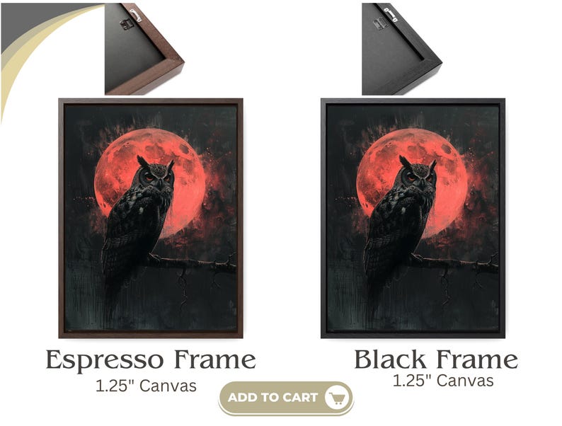 Dark Academia Print Gothic Home Art Wall Decor, Vintage Owl Painting