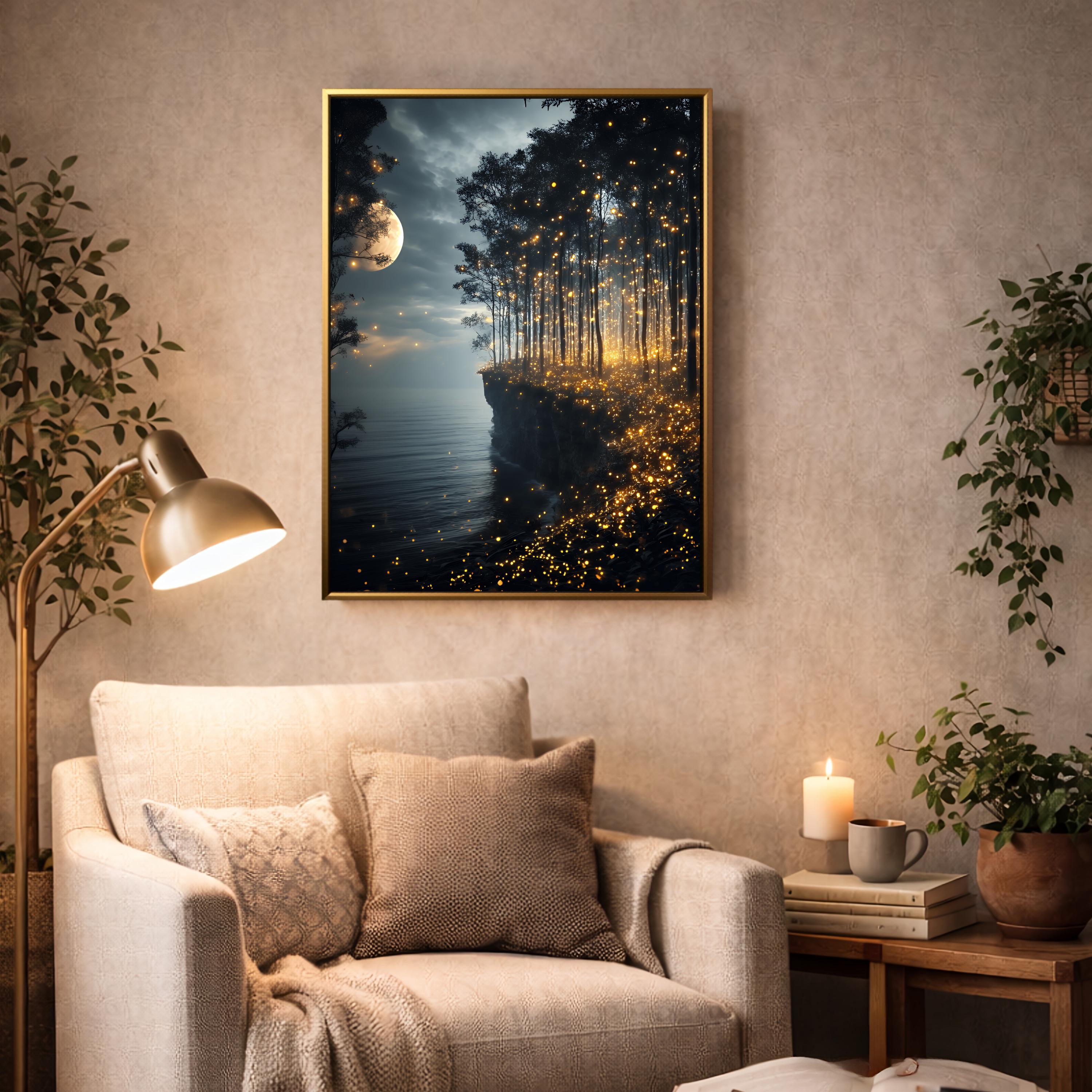Fantasy Ethereal Night Sky Wall Art Print, Gothic Forest Home Decor ...