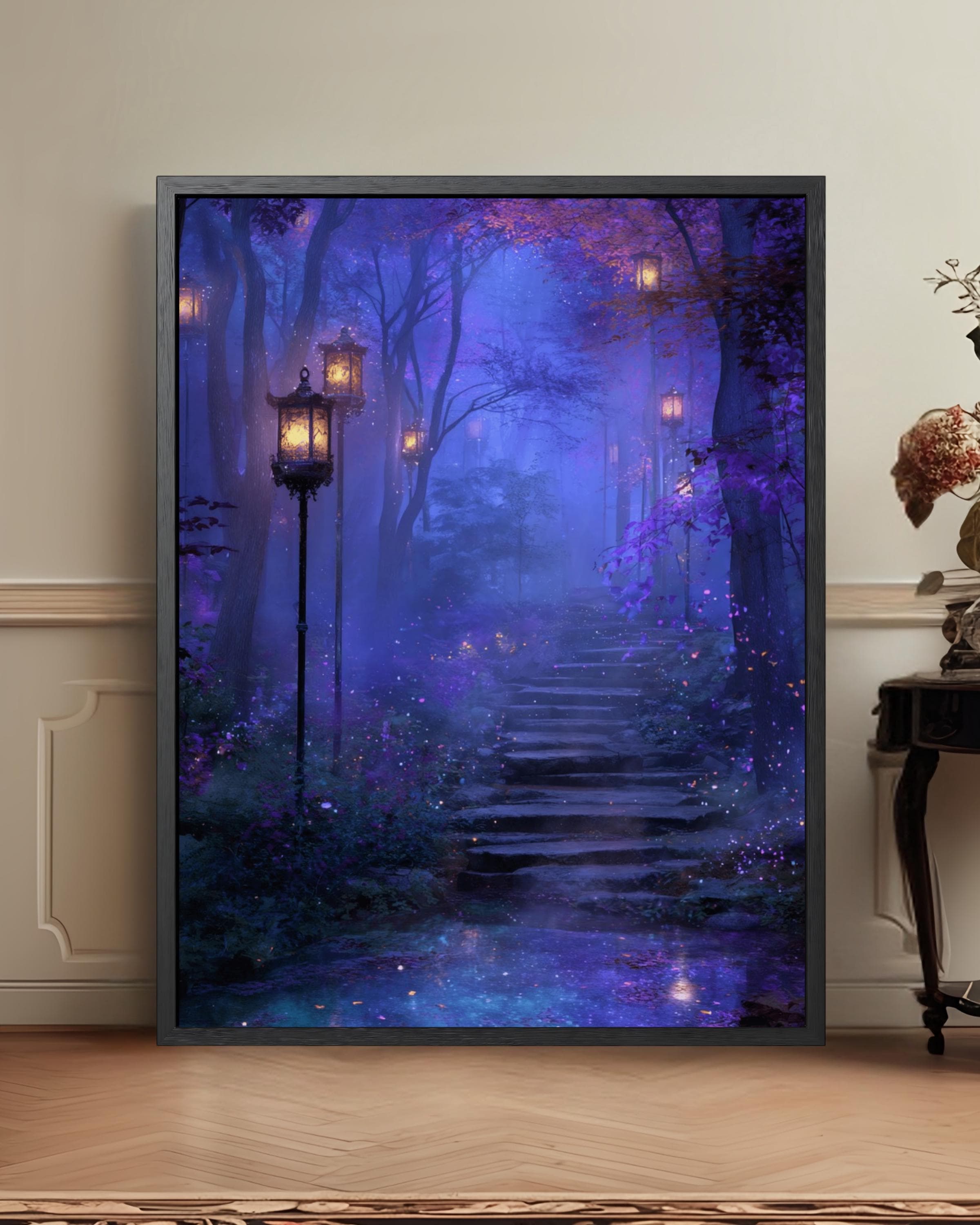 Enchanted Forest Path Wall Art, Dreamy Purple Canvas Print, Mystical ...