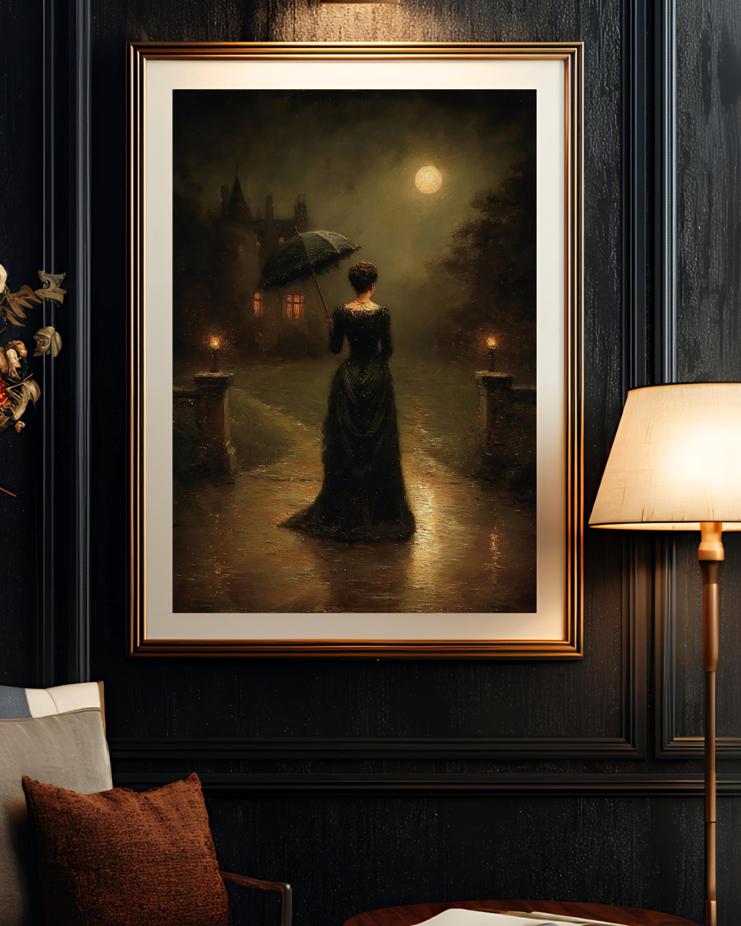 Victorian Woman Wall Art Dark Romantic Painting Elegant Vintage Night ...
