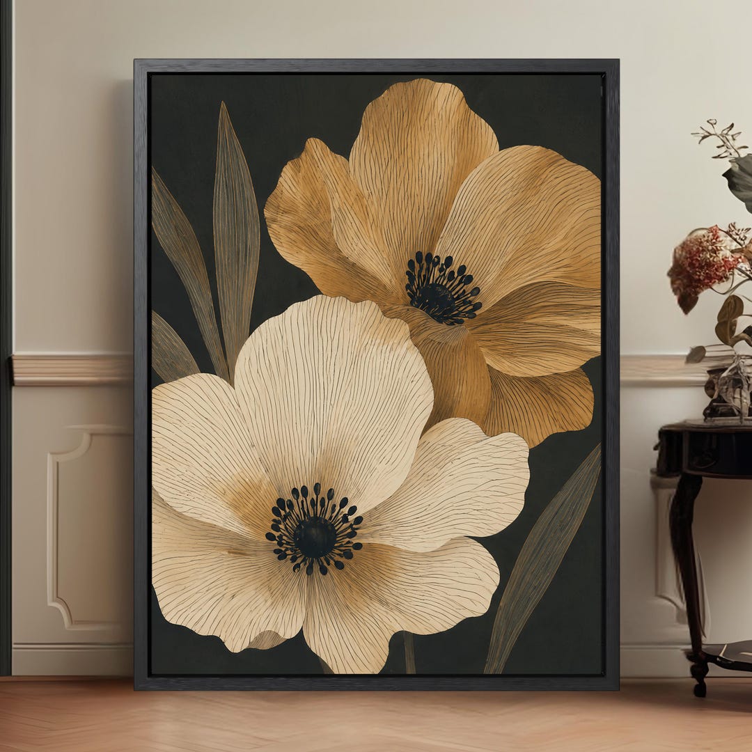 Organic Modern Floral Wall Art Print, Neutral Botanical Canvas Decor ...