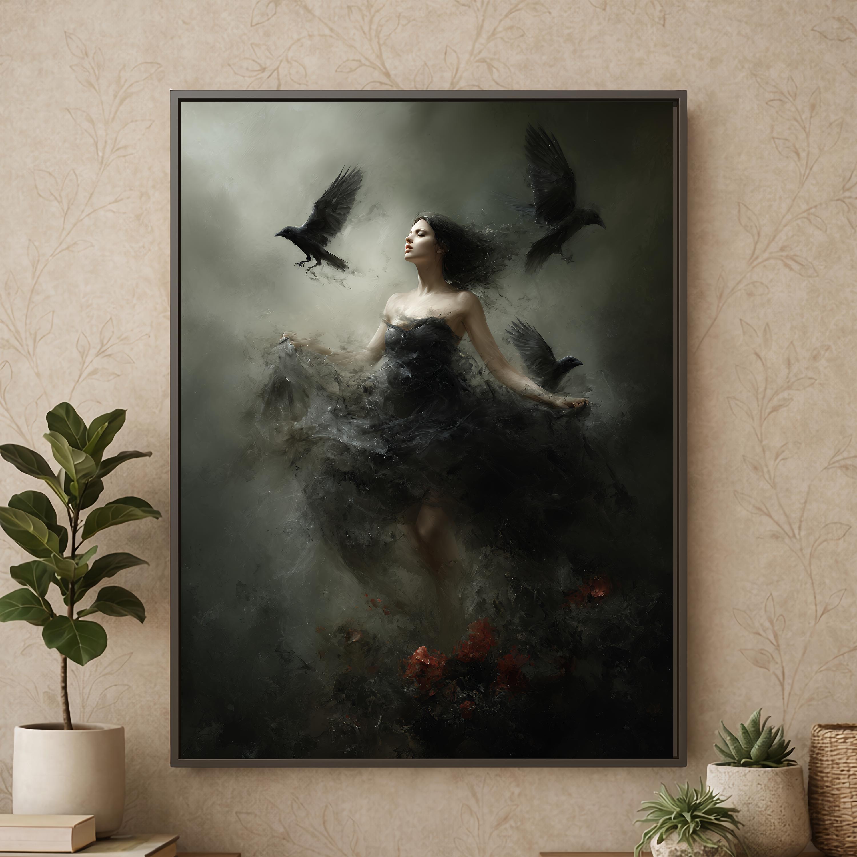 Gothic Witch Raven Art Print: Dark Surreal Fantasy Wall Decor - Etsy