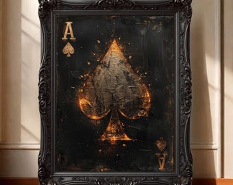 Ace of Spades Art Print, Man Cave Poker Decor