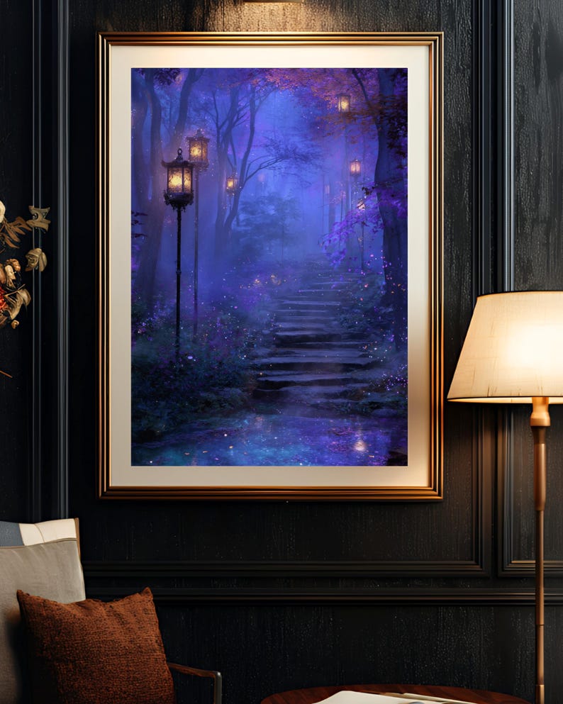 Enchanted Forest Path Wall Art, Dreamy Purple Canvas Print, Mystical ...