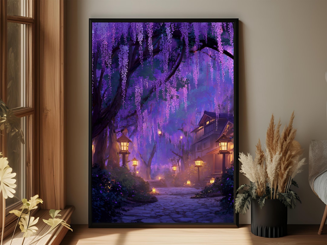 Garden Wall Art | Enchanted Wisteria Magical Lantern Path Canvas Print ...