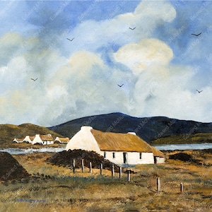 Wydruk w limitowanej edycji – Domki nad jeziorem, Commemara, Co. Galway