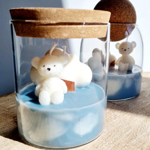 Bougie Blue Sky avec nounours