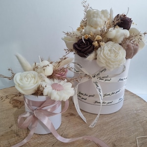 Blumenstrauß in Kerze - Trockenblumenstrauß, Rose in Kerze, Geschenk
