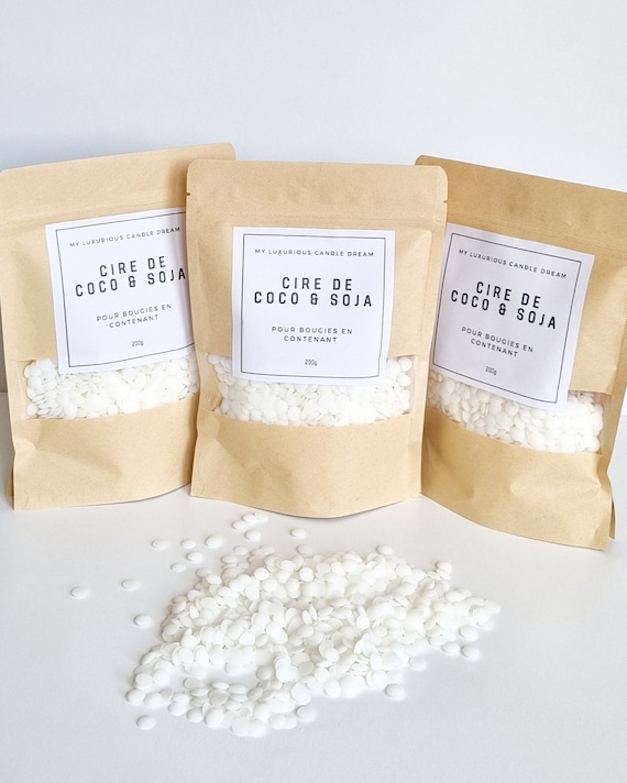 Cire de noix de coco & soja ou juste Noix de coco naturel pour bougies en pot, cire de bougie à base de matières premières renouvelables