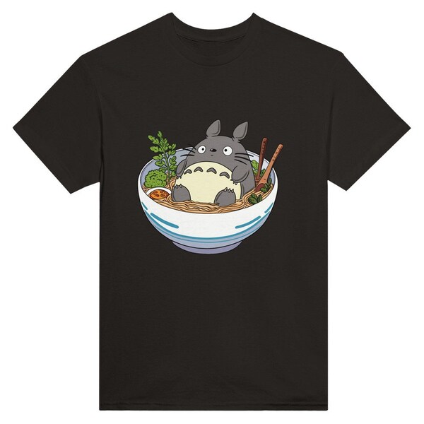 Totoro in a Bowl of Ramen Heavyweight Cotton Unisex Crewneck T-shirt