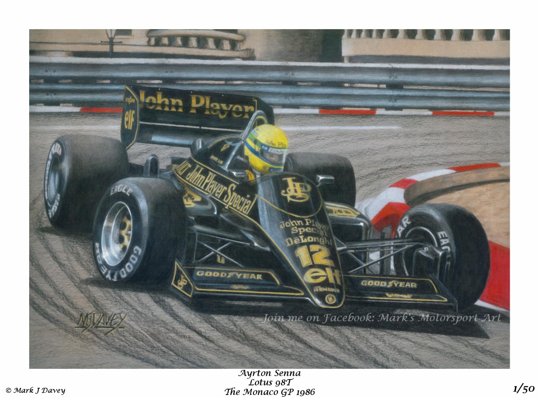 Affiche ou Tableau Lotus 98T Ayrton Senna Formule 1