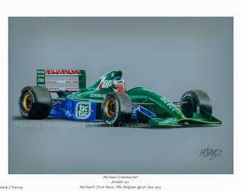 Jordan 191 , Michael Schumacher, Printable Digital Download