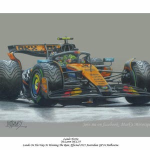 McLaren MCL39 With Lando Norris at The Wheel. Printable Digital Download