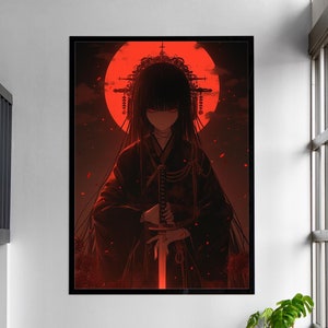 Samurai Poster Digital Download | Anime Wall Art | Dark Fantasy Print | Japanese Style Decor | Printable Wall Art