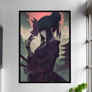 Samurai Poster Digital Download | Anime Wall Art | Dark Fantasy Print | Japanese Style Decor | Printable Wall Art