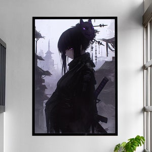 Samurai Poster Digital Download | Anime Wall Art | Dark Fantasy Print | Japanese Style Decor | Printable Wall Art