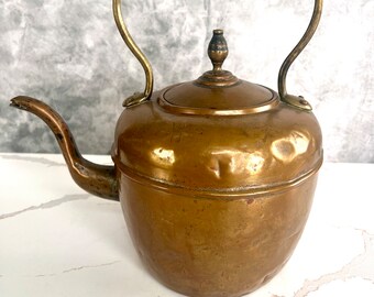 Vintage copper tea kettle circa 1890-1900.  Part of a large family estate.