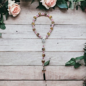 Memorial flower keepsake handmade rosary chaplet with flower beads made from your real flowers