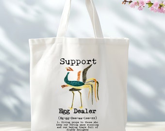 Personalize retro Local Egg Dealer Definition farm Chicken Eggs Tote Bag, Grocery Shopping Bag, Reusable Tote Bag, farmers Eco Friendly Bags