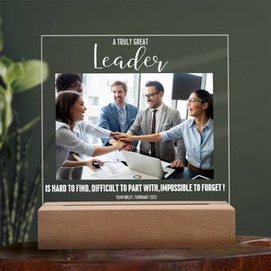 Personalized Work Team Leader Plaque With wooden base / LED,  Mentor Leadership Gifts, Thank You Mentor Sign, Boss Retirement Appreciation