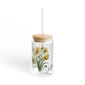 Personalized Birth Flower Coffee Cup With Name , Colorful Birth Flower Tumbler, Bridesmaid Proposal, Gifts for Her, Glass Mugs