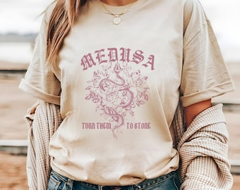 Medusa Dark Academia Tee shirt,  Vintage Band T Shirt Snake, Goddess Greek Mythology Apparel Grunge Fairycore Witchy Woman Powerful Women