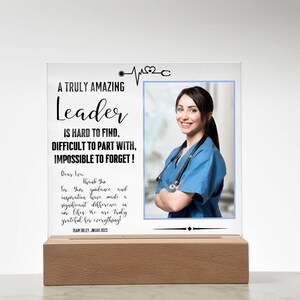 Personalized Nurse Supervisor Great Leader Plaque With wooden base / LED,  Mentor Leadership Gifts, Thank You Mentor Sign, Boss Retir
