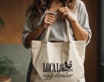 Local Egg Dealer Chicken Eggs Tote Bag, Grocery Bag, Shopping Bag, Reusable Tote Bag, Reusable Eco Friendly Bags