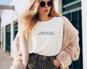 Dame todas las advertencias de activación Funny Book Club Cotton Shirt Regalos para ratones de biblioteca, camiseta de romance oscuro, camiseta de libro, Booktok Merch, regalo divertido