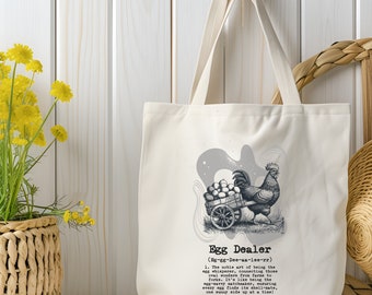 Personalize retro Local Egg Dealer Definition farm Chicken Eggs Tote Bag, Grocery Shopping Bag, Reusable Tote Bag, farmers Eco Friendly Bags