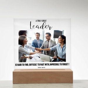 Personalized Work Team Leader Plaque With wooden base / LED,  Mentor Leadership Gifts, Thank You Mentor Sign, Boss Retirement Appreciation