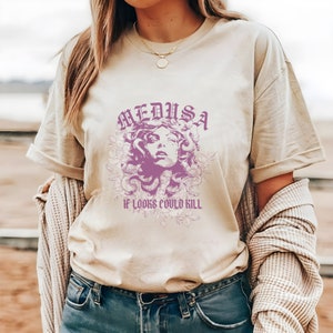 Petrify The Patriarchy The Female Gaze Medusa T Shirt Tee, Greek Mythology Goddess Snake Aesthetic Greek Appare Dark Academia Feminist Witch