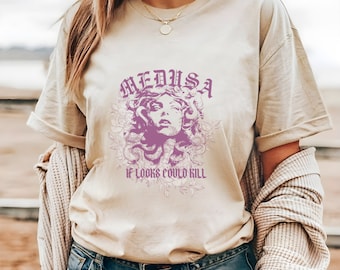 Petrify The Patriarchy The Female Gaze Medusa T Shirt Tee, Greek Mythology Goddess Snake Aesthetic Greek Appare Dark Academia Feminist Witch