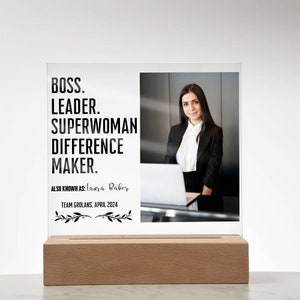 Personalized Mentor Leadership Gifts, Boss Leader Superwoman Plaque With wooden base, Thank You Mentor Sign, Boss Retirement Appreciation
