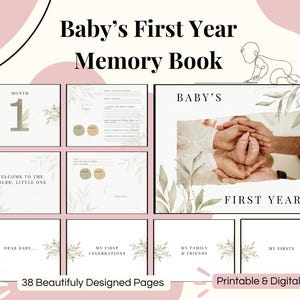 Baby&#39;s First Year Memory Book – Printable Monthly Milestone Journal | First Year Baby Keepsake (PDF) | Baby&#39;s First Year Photobook