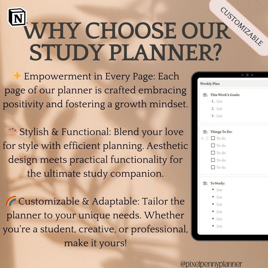 Weekly Planner Notion Template | Study Planner | Work Planner | Home ...