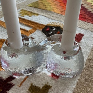 Heavy crystal glass Orrefors candle holder. Sweden 1980s.