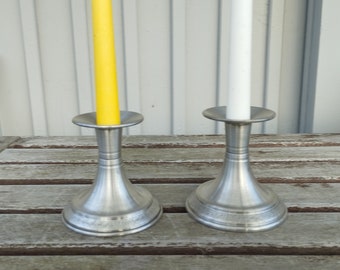 Set of 2 pewter candle holders by Svenskt Tenn. Swedish vintage 1980s.