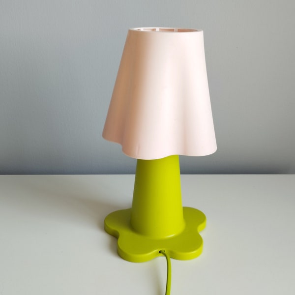 Iconic IKEA pink and green plastic Mammut  children's lamp. Swedish design 1990s.