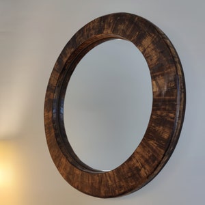 Round Mirror with Wooden Shelf, Modern Wall Hanging Mirror,Bathroom Vanity Decor, Floating Shelve Combo,Large decorative wooden wall mirror zdjęcie 10