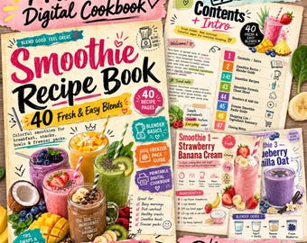 Smoothie Recipe Book PDF | 40 Healthy Breakfast, Green & Protein Smoothies | Instant Download