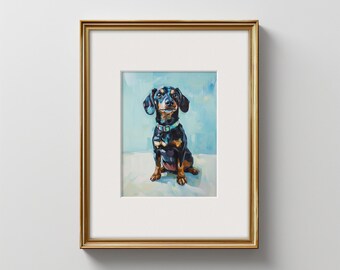 Dachshund Art Print: Playful Sausage Dog Portrait for Small Spaces or Gallery Walls (Digital Download)