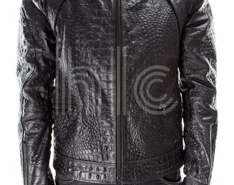 Crocodile Skin Biker Leather Jacket for Men - Etsy Canada