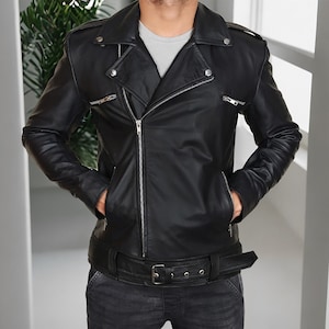 Vêtements pour hommes faits main automne Negan Jeffrey Dean Morgan Veste d'hiver Walking Veste en cuir véritable noir Dead Biker Jacket moto