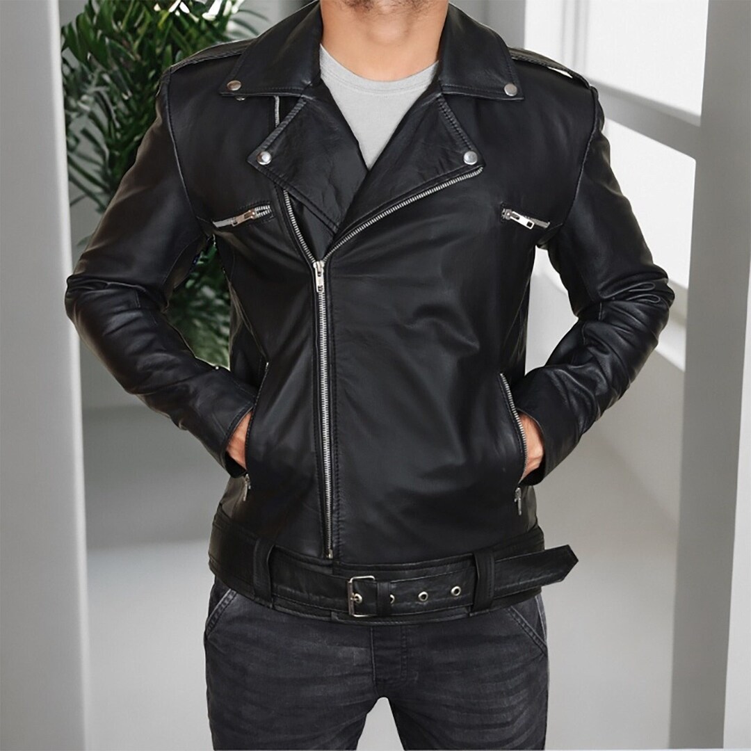 Handmade Genuine Leather Motorcycle Jacket: Negan Inspired Biker