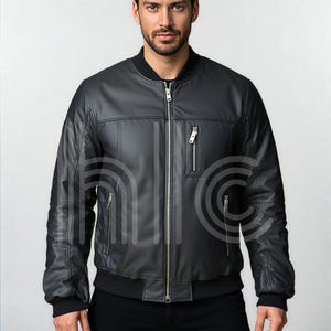Blouson en cuir noir fait main pour homme, veste de moto pour homme, veste en cuir d'hiver en cuir effet vieilli vintage pour homme