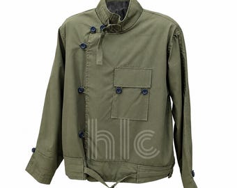 Men’s Handmade Cotton Military Jacket – Vintage Swedish Army Style Green Coat, Durable Classic Utility Outerwear for Casual & Outdoor Wear